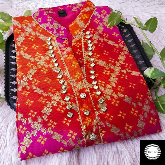 01 Pink Orange Grand Kurti